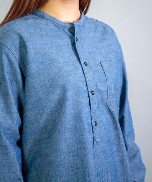 OMNIGOD（オムニゴッド）の「[OMNIGOD womens / オムニゴッド] シャンブレー スタンドカラーシャツ（シャツ/ブラウス・レディース・ワンウォッシュ・3/2）」の5枚目の写真