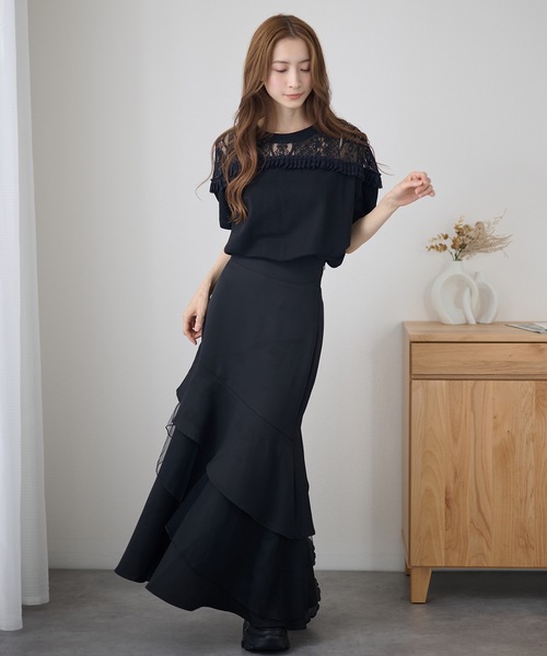 DAYRA(デイラ)の「レース 切替 半袖 フリンジ トップス(Tシャツ/カットソー・レディース・ホワイト/ブラック・FREE)」の16枚目の写真