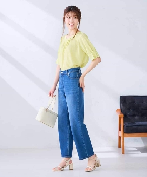 a.v.v(アーヴェヴェ)の「タックパフスリーブトップス(Tシャツ/カットソー・レディース・クリーム/ダークインディゴブルー/ネイビー・38/36/40)」の9枚目の写真