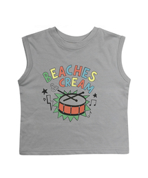 ドラム 袖なしTシャツ-グレー