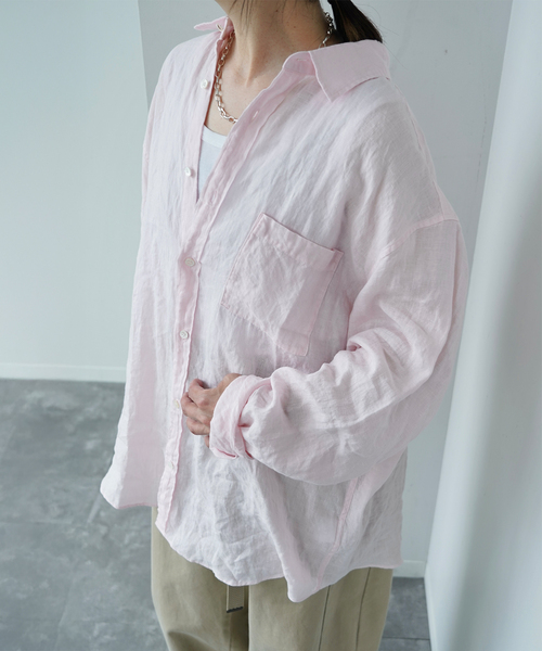 JOURNAL STANDARD LUXE(ジャーナルスタンダード ラックス)の「エアリネン Plainシャツ(シャツ/ブラウス・レディース・バーガンディー/ブラック・FREE)」の2枚目の写真