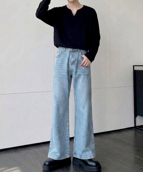 Otte（オッテ）の「カーブシームワイドフレアデニム（デニムパンツ・メンズ・ブルー・MEDIUM/SMALL/LARGE/X-LARGE）」の7枚目の写真