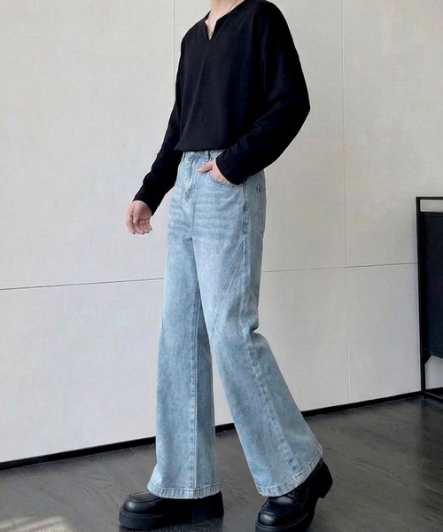 Otte（オッテ）の「カーブシームワイドフレアデニム（デニムパンツ・メンズ・ブルー・MEDIUM/SMALL/LARGE/X-LARGE）」の8枚目の写真
