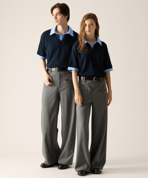 CLEL（クレイル）の「【CLEL】Giza Cotton Docking Polo shirt / ギザコットン ドッキングポロシャツ（ポロシャツ・メンズ・ブラック/ダークグレー/ネイビー・S/XS/L/M）」の4枚目の写真