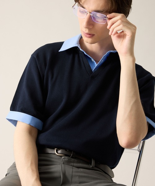 CLEL（クレイル）の「【CLEL】Giza Cotton Docking Polo shirt / ギザコットン ドッキングポロシャツ（ポロシャツ・メンズ・ブラック/ダークグレー/ネイビー・S/XS/L/M）」の13枚目の写真