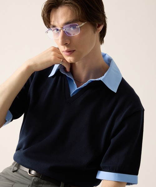 CLEL（クレイル）の「【CLEL】Giza Cotton Docking Polo shirt / ギザコットン ドッキングポロシャツ（ポロシャツ・メンズ・ブラック/ダークグレー/ネイビー・S/XS/L/M）」の15枚目の写真