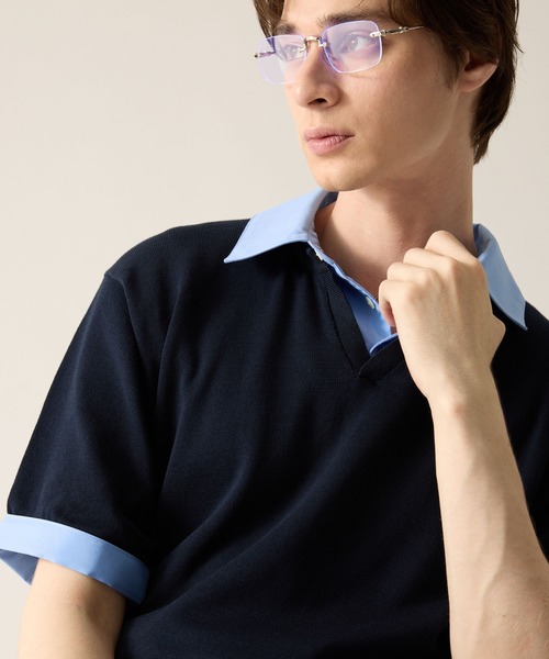 CLEL（クレイル）の「【CLEL】Giza Cotton Docking Polo shirt / ギザコットン ドッキングポロシャツ（ポロシャツ・メンズ・ブラック/ダークグレー/ネイビー・S/XS/L/M）」の17枚目の写真