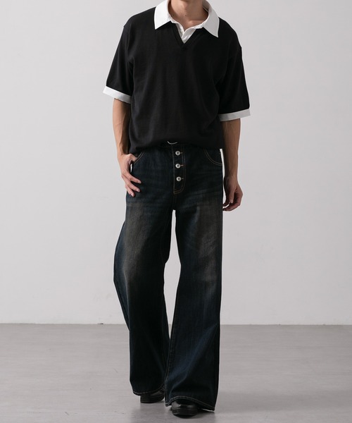 CLEL（クレイル）の「【CLEL】Giza Cotton Docking Polo shirt / ギザコットン ドッキングポロシャツ（ポロシャツ・メンズ・ブラック/ダークグレー/ネイビー・S/XS/L/M）」の21枚目の写真