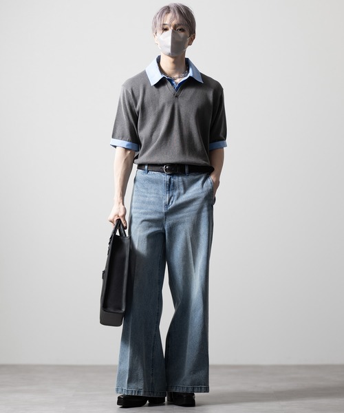 CLEL（クレイル）の「【CLEL】Giza Cotton Docking Polo shirt / ギザコットン ドッキングポロシャツ（ポロシャツ・メンズ・ブラック/ダークグレー/ネイビー・S/XS/L/M）」の18枚目の写真
