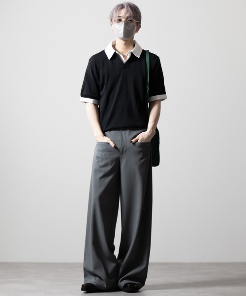 CLEL（クレイル）の「【CLEL】Giza Cotton Docking Polo shirt / ギザコットン ドッキングポロシャツ（ポロシャツ・メンズ・ブラック/ダークグレー/ネイビー・S/XS/L/M）」の20枚目の写真