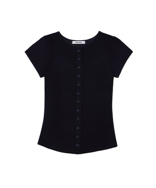 DYSFUNCT（ディスファンクト）の「BUTTON DETAIL CAP SLEEVES TOP(BLACK)（Tシャツ/カットソー・レディース・その他・FREE）」の4枚目の写真