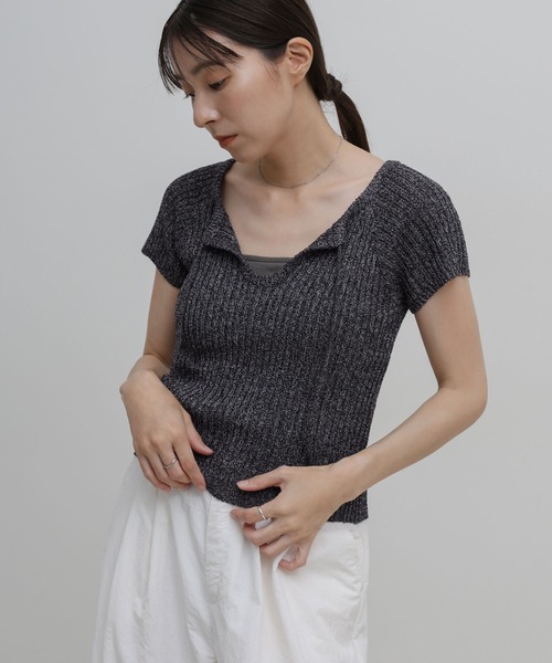 select MOCA(セレクトモカ)の「フロントデザインコンパクトリブニット(ニット/セーター・レディース・ベージュ/ブラック・FREE)」の15枚目の写真