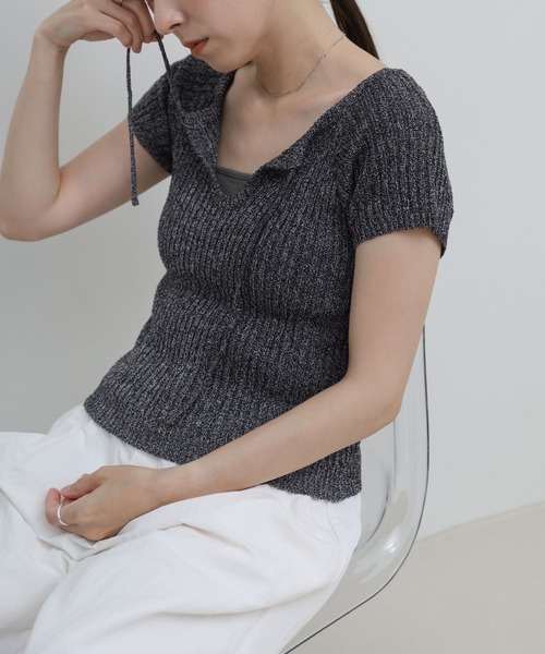select MOCA(セレクトモカ)の「フロントデザインコンパクトリブニット(ニット/セーター・レディース・ベージュ/ブラック・FREE)」の17枚目の写真