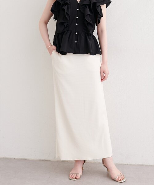 natural couture(ナチュラルクチュール)の「【sherbet line】接触冷感リブカットスカート(スカート・レディース・ブラック/チャコールグレー/アイボリー・LARGE/MEDIUM/SMALL)」の4枚目の写真