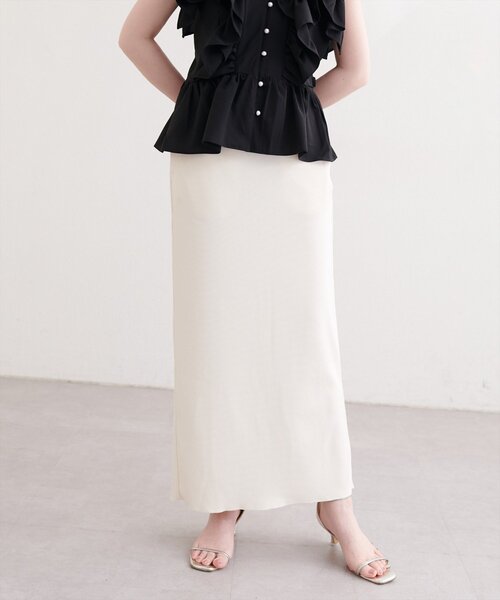 natural couture(ナチュラルクチュール)の「【sherbet line】接触冷感リブカットスカート(スカート・レディース・ブラック/チャコールグレー/アイボリー・LARGE/MEDIUM/SMALL)」の5枚目の写真