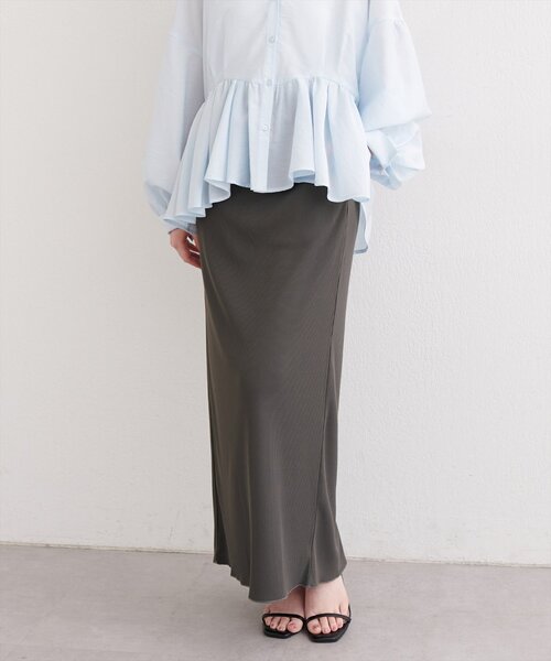 natural couture(ナチュラルクチュール)の「【sherbet line】接触冷感リブカットスカート(スカート・レディース・ブラック/チャコールグレー/アイボリー・LARGE/MEDIUM/SMALL)」の8枚目の写真