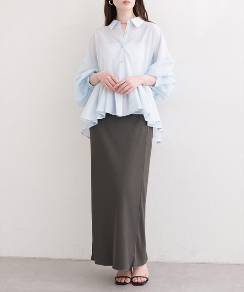 natural couture(ナチュラルクチュール)の「【sherbet line】接触冷感リブカットスカート(スカート・レディース・ブラック/チャコールグレー/アイボリー・LARGE/MEDIUM/SMALL)」の10枚目の写真