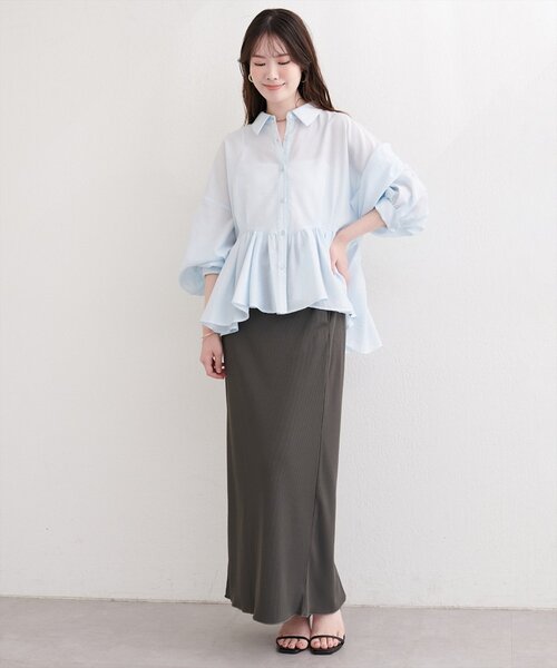 natural couture(ナチュラルクチュール)の「【sherbet line】接触冷感リブカットスカート(スカート・レディース・ブラック/チャコールグレー/アイボリー・LARGE/MEDIUM/SMALL)」の11枚目の写真
