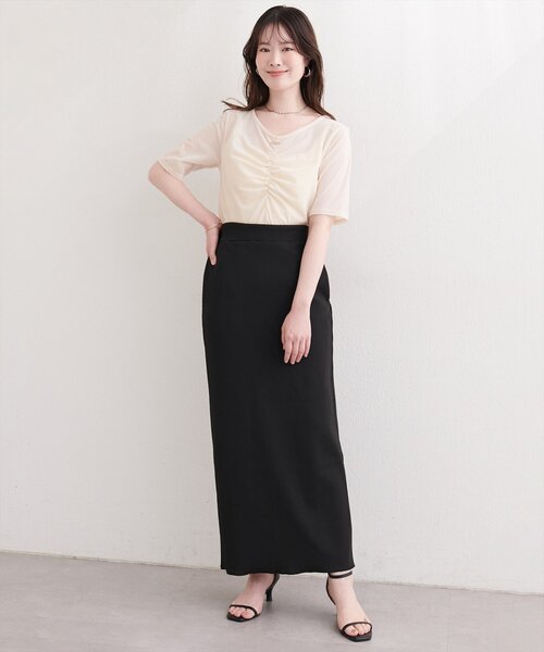 natural couture(ナチュラルクチュール)の「【sherbet line】接触冷感リブカットスカート(スカート・レディース・ブラック/チャコールグレー/アイボリー・LARGE/MEDIUM/SMALL)」の15枚目の写真