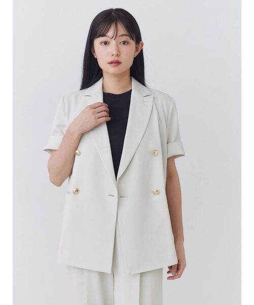 TONAL(トーナル)の「【手洗いOK】【HEAT BARRIER】ハーフスリーブジャケット(テーラードジャケット・レディース・ベージュ/ネイビー/オフホワイト・SMALL/MEDIUM)」の3枚目の写真