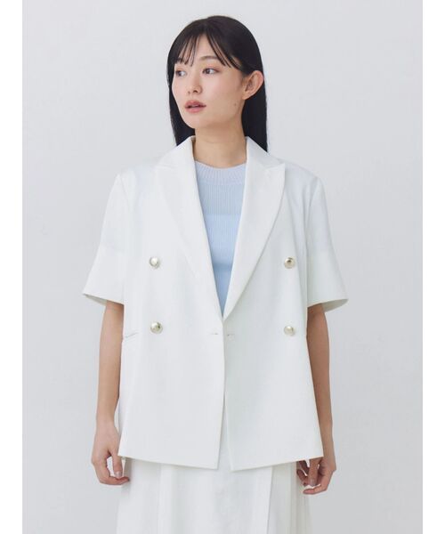TONAL(トーナル)の「【手洗いOK】【HEAT BARRIER】ハーフスリーブジャケット(テーラードジャケット・レディース・ベージュ/ネイビー/オフホワイト・SMALL/MEDIUM)」の2枚目の写真