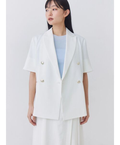 TONAL(トーナル)の「【手洗いOK】【HEAT BARRIER】ハーフスリーブジャケット(テーラードジャケット・レディース・ベージュ/ネイビー/オフホワイト・SMALL/MEDIUM)」の11枚目の写真
