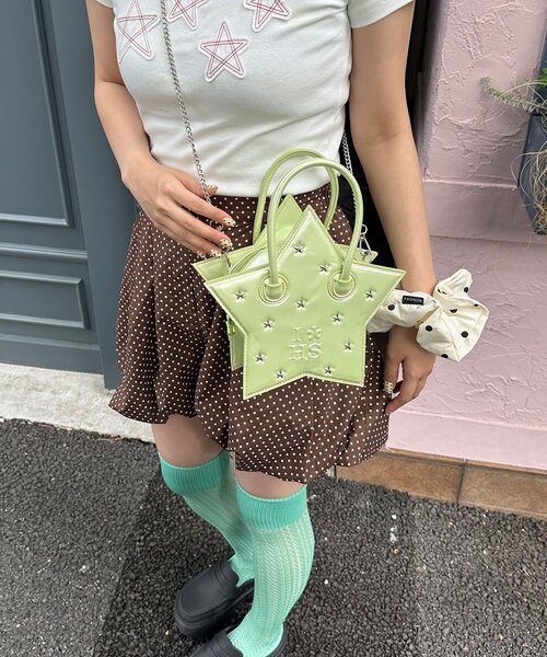 HELLO.SANFRANCISCO(ハローサンフランシスコ)の「【HELLO.SANFRANCISCO/ハローサンフランシスコ】スタースタッズショルダーバッグ(トートバッグ・レディース・グリーン/ピンク・ONE SIZE)」の9枚目の写真