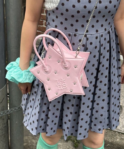HELLO.SANFRANCISCO(ハローサンフランシスコ)の「【HELLO.SANFRANCISCO/ハローサンフランシスコ】スタースタッズショルダーバッグ(トートバッグ・レディース・グリーン/ピンク・ONE SIZE)」の12枚目の写真