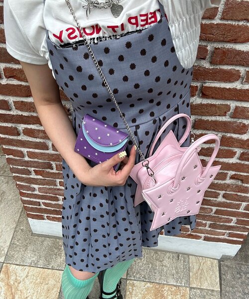 HELLO.SANFRANCISCO(ハローサンフランシスコ)の「【HELLO.SANFRANCISCO/ハローサンフランシスコ】スタースタッズショルダーバッグ(トートバッグ・レディース・グリーン/ピンク・ONE SIZE)」の3枚目の写真