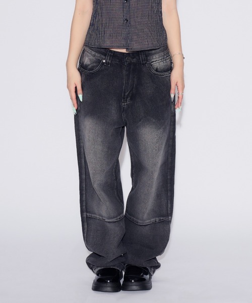 tinkerend(ティンカーエンド)の「Angel Wing Denim / エンジェルウィングデニム(デニムパンツ・レディース・ブラック・2/1)」の2枚目の写真