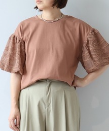 【M/L】異素材切替バルーンスリーブカットソー
