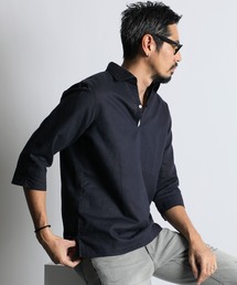 The DUFFER of ST.GEORGE（ザダファーオブセントジョージ）の「LINEN BLEND 3Q SKIPPER SHIRT:綿麻素材 7分袖 スキッパーシャツ（シャツ/ブラウス）」