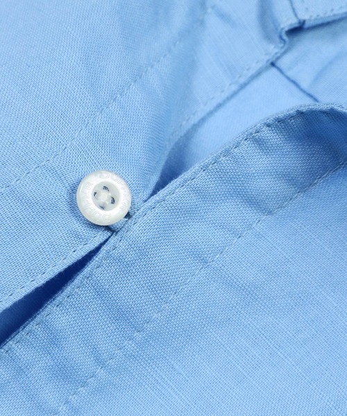The DUFFER of ST.GEORGE(ザダファーオブセントジョージ)の「LINEN BLEND 3Q SKIPPER SHIRT:綿麻素材 7分袖 スキッパーシャツ(シャツ/ブラウス・メンズ・ピンク/ネイビー/ブラック/ブルー/ホワイト・SMALL/X-LARGE/LARGE/MEDIUM)」の8枚目の写真