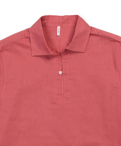 The DUFFER of ST.GEORGE(ザダファーオブセントジョージ)の「LINEN BLEND 3Q SKIPPER SHIRT:綿麻素材 7分袖 スキッパーシャツ(シャツ/ブラウス・メンズ・ピンク/ネイビー/ブラック/ブルー/ホワイト・SMALL/X-LARGE/LARGE/MEDIUM)」の6枚目の写真
