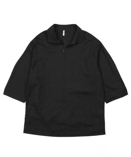 The DUFFER of ST.GEORGE(ザダファーオブセントジョージ)の「LINEN BLEND 3Q SKIPPER SHIRT:綿麻素材 7分袖 スキッパーシャツ(シャツ/ブラウス・メンズ・ピンク/ネイビー/ブラック/ブルー/ホワイト・SMALL/X-LARGE/LARGE/MEDIUM)」の22枚目の写真