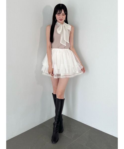 MERCURYDUO(マーキュリーデュオ)の「ボウタイアメスリニット(ニット/セーター・レディース・ベビーピンク/ブラック/オフホワイト・FREE)」の20枚目の写真