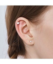 [sv925] flower cubic stud earrings (Black/White)