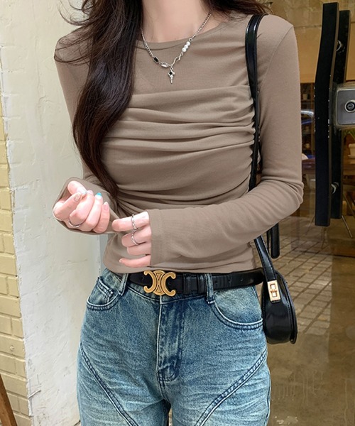 2ly2(トゥーリートゥー)の「透け感が魅力♪上品セクシーなシアートップス(Tシャツ/カットソー・レディース・ホワイト/ブラウン/カーキ・FREE)」の8枚目の写真