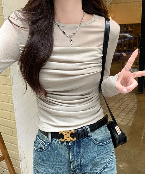 2ly2(トゥーリートゥー)の「透け感が魅力♪上品セクシーなシアートップス(Tシャツ/カットソー・レディース・ホワイト/ブラウン/カーキ・FREE)」の9枚目の写真