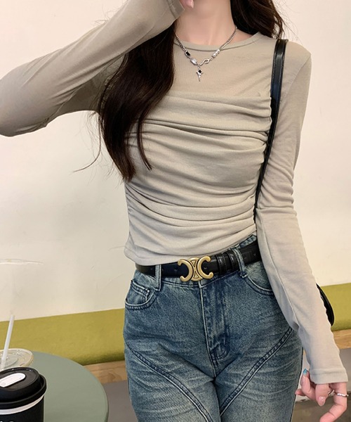 2ly2(トゥーリートゥー)の「透け感が魅力♪上品セクシーなシアートップス(Tシャツ/カットソー・レディース・ホワイト/ブラウン/カーキ・FREE)」の12枚目の写真