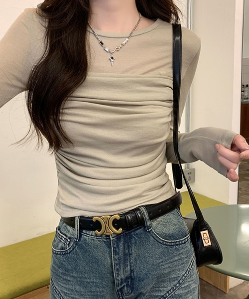 2ly2(トゥーリートゥー)の「透け感が魅力♪上品セクシーなシアートップス(Tシャツ/カットソー・レディース・ホワイト/ブラウン/カーキ・FREE)」の14枚目の写真