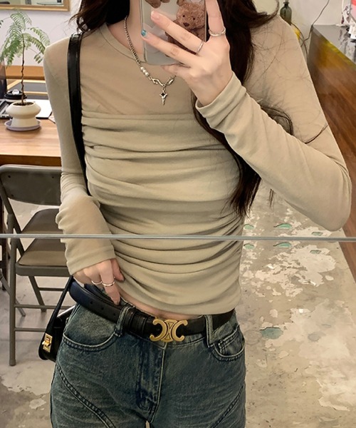 2ly2(トゥーリートゥー)の「透け感が魅力♪上品セクシーなシアートップス(Tシャツ/カットソー・レディース・ホワイト/ブラウン/カーキ・FREE)」の15枚目の写真