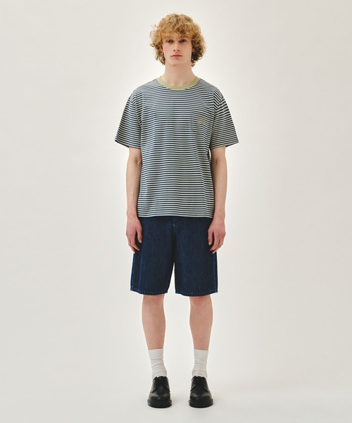MARITHE + FRANCOIS GIRBAUD(マリテフランソワジルボー)の「SMALL CLASSIC LOGO STRIPE RINGER TEE(Tシャツ/カットソー・レディース・ブルー/ライトグリーン/Navy・MEDIUM/SMALL)」の7枚目の写真