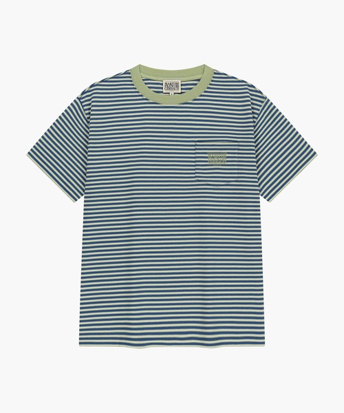 MARITHE + FRANCOIS GIRBAUD(マリテフランソワジルボー)の「SMALL CLASSIC LOGO STRIPE RINGER TEE(Tシャツ/カットソー・レディース・ブルー/ライトグリーン/Navy・MEDIUM/SMALL)」の8枚目の写真