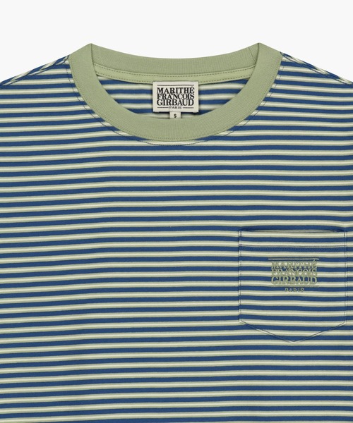 MARITHE + FRANCOIS GIRBAUD(マリテフランソワジルボー)の「SMALL CLASSIC LOGO STRIPE RINGER TEE(Tシャツ/カットソー・レディース・ブルー/ライトグリーン/Navy・MEDIUM/SMALL)」の10枚目の写真