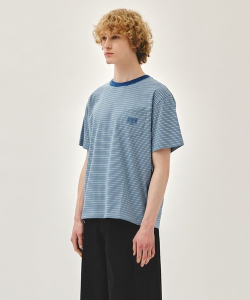MARITHE + FRANCOIS GIRBAUD(マリテフランソワジルボー)の「SMALL CLASSIC LOGO STRIPE RINGER TEE(Tシャツ/カットソー・レディース・ブルー/ライトグリーン/Navy・MEDIUM/SMALL)」の13枚目の写真