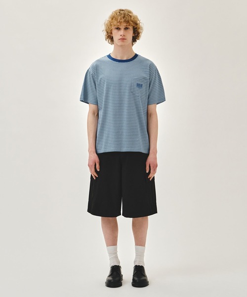 MARITHE + FRANCOIS GIRBAUD(マリテフランソワジルボー)の「SMALL CLASSIC LOGO STRIPE RINGER TEE(Tシャツ/カットソー・レディース・ブルー/ライトグリーン/Navy・MEDIUM/SMALL)」の14枚目の写真
