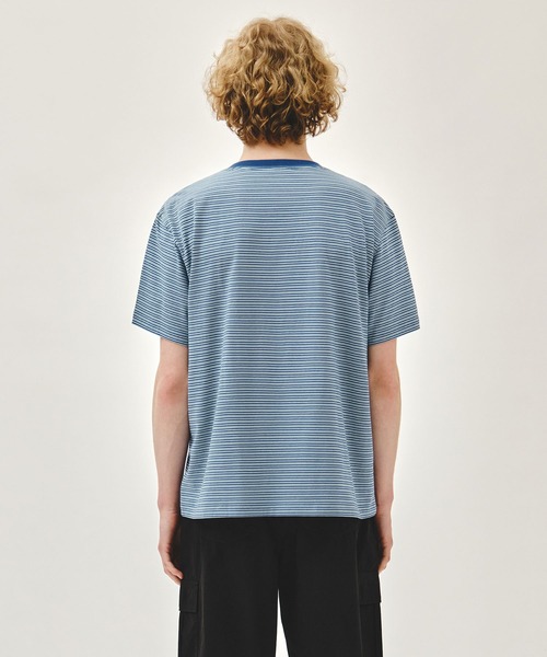 MARITHE + FRANCOIS GIRBAUD(マリテフランソワジルボー)の「SMALL CLASSIC LOGO STRIPE RINGER TEE(Tシャツ/カットソー・レディース・ブルー/ライトグリーン/Navy・MEDIUM/SMALL)」の15枚目の写真