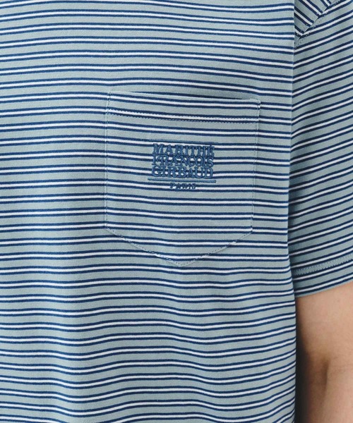 MARITHE + FRANCOIS GIRBAUD(マリテフランソワジルボー)の「SMALL CLASSIC LOGO STRIPE RINGER TEE(Tシャツ/カットソー・レディース・ブルー/ライトグリーン/Navy・MEDIUM/SMALL)」の16枚目の写真