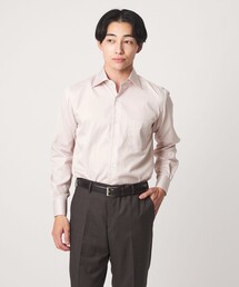 コットン ナローストライプ ワイドカラー ドレスシャツ -イージーアイロン-